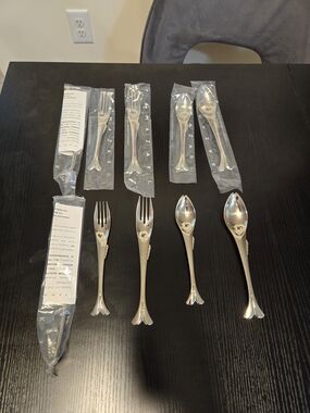 Yamazaki Gone Fishing 18/8 Stainless Steel Flatware 10 Pc Lot Japan